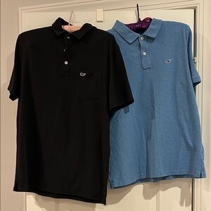 Men's Black and Blue Vineyard Vines Polo Shirts